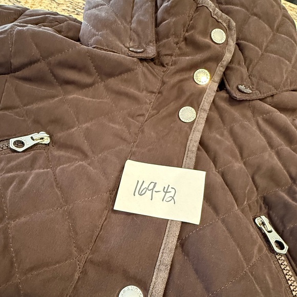 Nautica quilted brown removable hoodie coat zip snaps pockets SZ LG - Picture 11 of 13